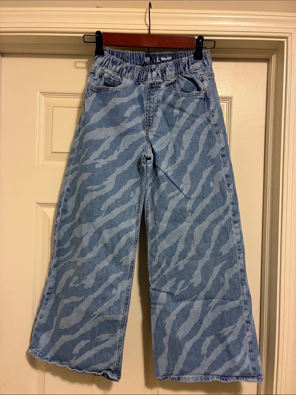 GAP Light Blue Zebra-Print Bootcut Jeans